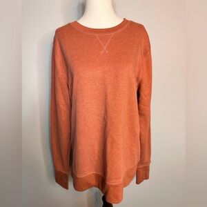 Sz L Tek Gear crew neck sweatshirt light rust orange longer